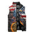 Custom American Flag and Bald Eagle Darts Sleeveless Puffer Jacket with Flaming Dartboard - Wonder Print Shop