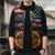 Custom American Flag and Bald Eagle Darts Sleeveless Puffer Jacket with Flaming Dartboard - Wonder Print Shop