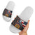 Custom American Flag and Bald Eagle Darts Slide Sandals with Flaming Dartboard - Wonder Print Shop