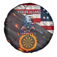 Custom American Flag and Bald Eagle Darts Spare Tire Cover with Flaming Dartboard - Wonder Print Shop