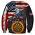 Custom American Flag and Bald Eagle Darts Sweatshirt with Flaming Dartboard - Wonder Print Shop