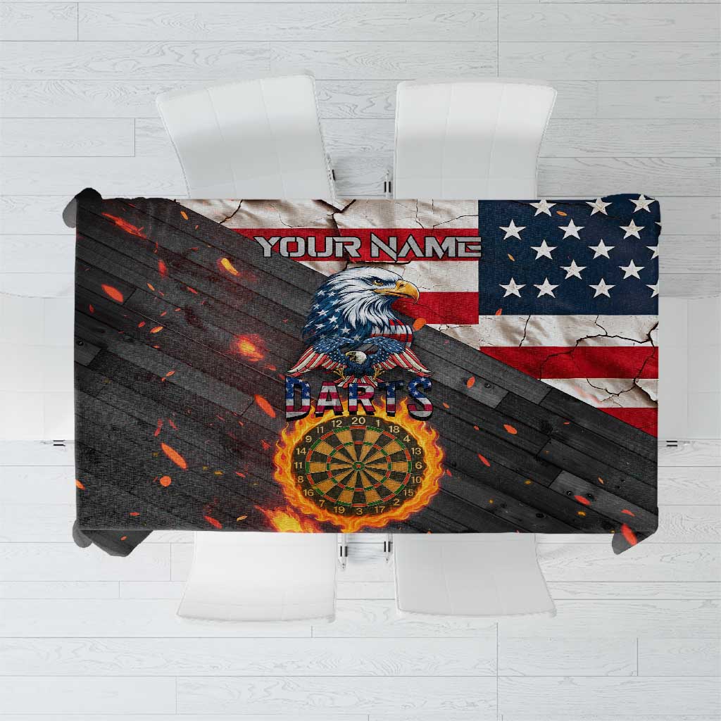 Custom American Flag and Bald Eagle Darts Tablecloth with Flaming Dartboard - Wonder Print Shop