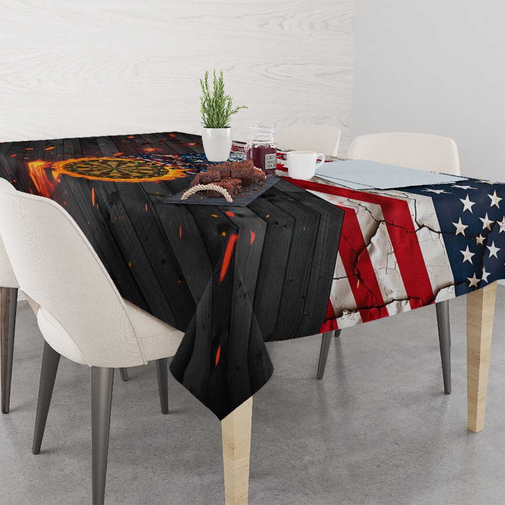 Custom American Flag and Bald Eagle Darts Tablecloth with Flaming Dartboard - Wonder Print Shop