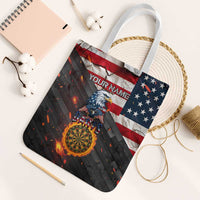 Custom American Flag and Bald Eagle Darts Tote Bag with Flaming Dartboard - Wonder Print Shop
