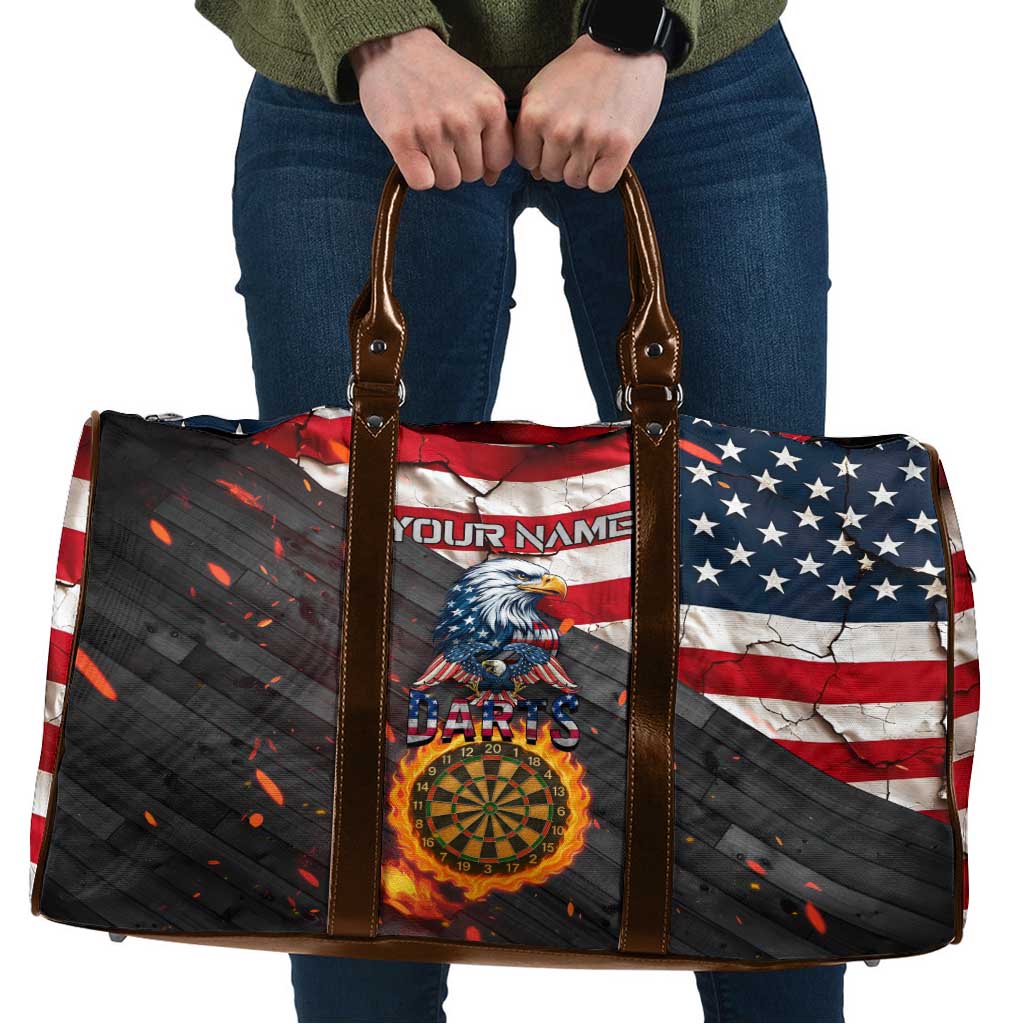 Custom American Flag and Bald Eagle Darts Travel Bag with Flaming Dartboard - Wonder Print Shop