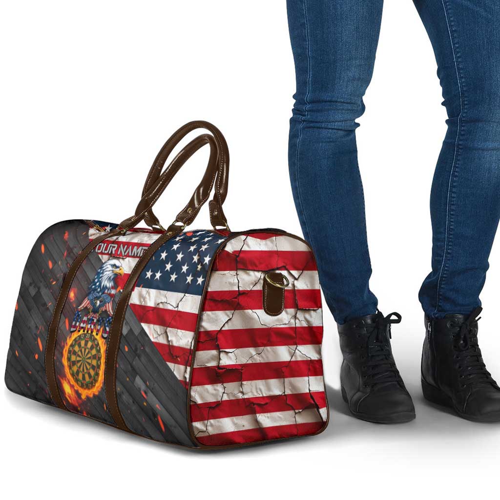 Custom American Flag and Bald Eagle Darts Travel Bag with Flaming Dartboard - Wonder Print Shop