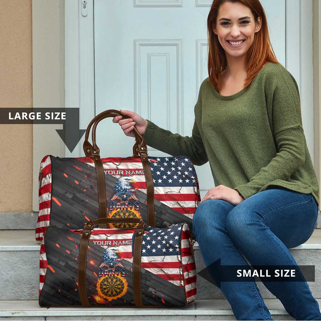 Custom American Flag and Bald Eagle Darts Travel Bag with Flaming Dartboard - Wonder Print Shop