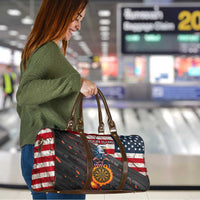 Custom American Flag and Bald Eagle Darts Travel Bag with Flaming Dartboard - Wonder Print Shop