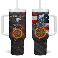 Custom American Flag and Bald Eagle Darts Tumbler With Handle with Flaming Dartboard - Wonder Print Shop