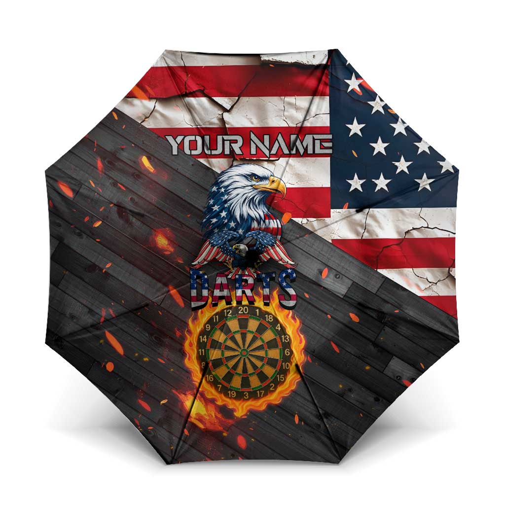 Custom American Flag and Bald Eagle Darts Umbrella with Flaming Dartboard - Wonder Print Shop