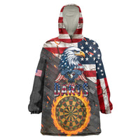 Custom American Flag and Bald Eagle Darts Wearable Blanket Hoodie with Flaming Dartboard - Wonder Print Shop