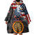 Custom American Flag and Bald Eagle Darts Wearable Blanket Hoodie with Flaming Dartboard - Wonder Print Shop