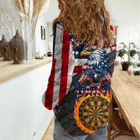Custom American Flag and Bald Eagle Darts Women Casual Shirt with Flaming Dartboard - Wonder Print Shop