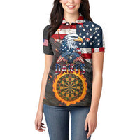 Custom American Flag and Bald Eagle Darts Women Polo Shirt with Flaming Dartboard - Wonder Print Shop