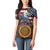 Custom American Flag and Bald Eagle Darts Women Polo Shirt with Flaming Dartboard - Wonder Print Shop