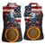 Custom American Flag and Bald Eagle Darts Women Sleeveless Polo Shirt with Flaming Dartboard - Wonder Print Shop