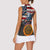 Custom American Flag and Bald Eagle Darts Women Sleeveless Polo Shirt with Flaming Dartboard - Wonder Print Shop