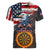 Custom American Flag and Bald Eagle Darts Women V-Neck T-Shirt with Flaming Dartboard - Wonder Print Shop