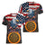 Custom American Flag and Bald Eagle Darts Women V-Neck T-Shirt with Flaming Dartboard - Wonder Print Shop