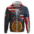 Custom American Flag and Bald Eagle Darts Zip Hoodie with Flaming Dartboard - Wonder Print Shop