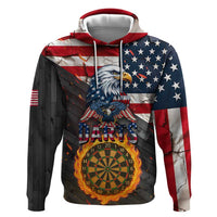 Custom American Flag and Bald Eagle Darts Zip Hoodie with Flaming Dartboard - Wonder Print Shop