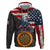 Custom American Flag and Bald Eagle Darts Zip Hoodie with Flaming Dartboard - Wonder Print Shop