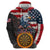 Custom American Flag and Bald Eagle Darts Zip Hoodie with Flaming Dartboard - Wonder Print Shop