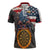 Custom American Flag and Bald Eagle Darts Zipper Polo Shirt with Flaming Dartboard - Wonder Print Shop