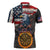 Custom American Flag and Bald Eagle Darts Zipper Polo Shirt with Flaming Dartboard - Wonder Print Shop