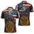 Custom American Flag and Bald Eagle Darts Zipper Polo Shirt with Flaming Dartboard - Wonder Print Shop