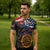 Custom American Flag and Bald Eagle Darts Zipper Polo Shirt with Flaming Dartboard - Wonder Print Shop