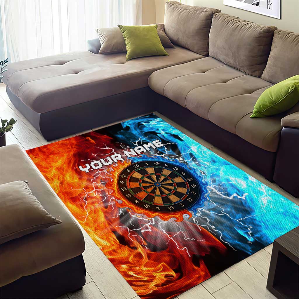 Custom Thunder Lightning Darts Area Rug Dartboard Water Fire - Wonder Print Shop