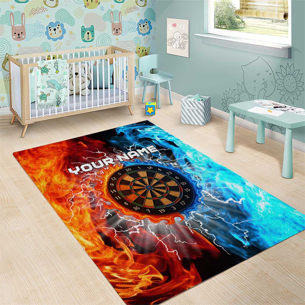 Custom Thunder Lightning Darts Area Rug Dartboard Water Fire - Wonder Print Shop