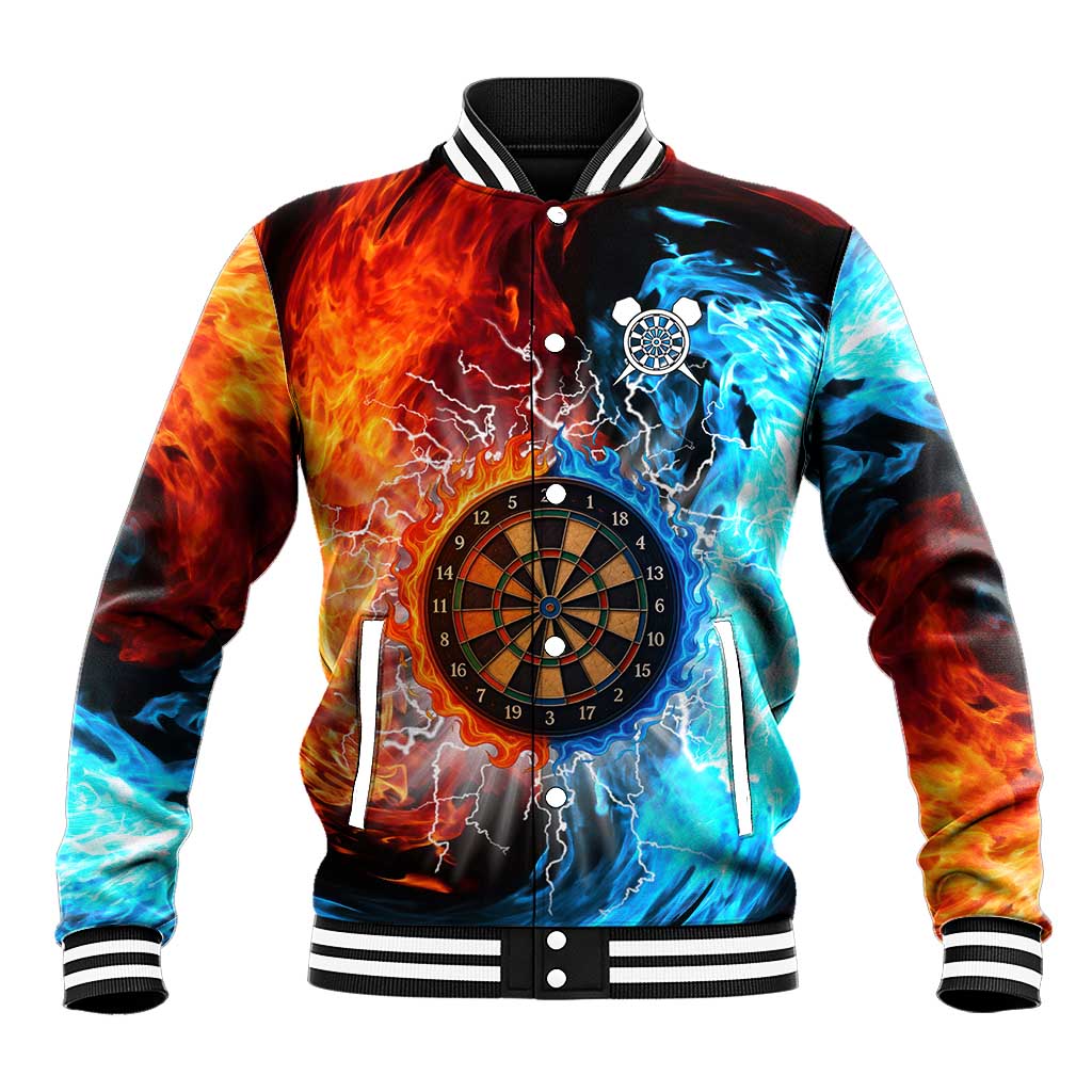 Custom Thunder Lightning Darts Baseball Jacket Dartboard Water Fire - Wonder Print Shop