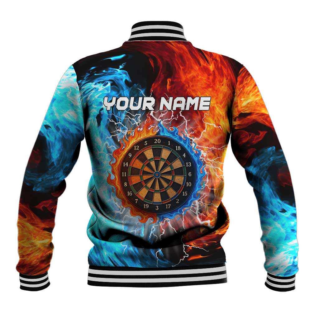 Custom Thunder Lightning Darts Baseball Jacket Dartboard Water Fire - Wonder Print Shop