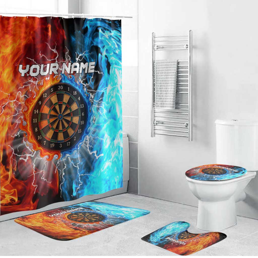 Custom Thunder Lightning Darts Bathroom Set Dartboard Water Fire - Wonder Print Shop