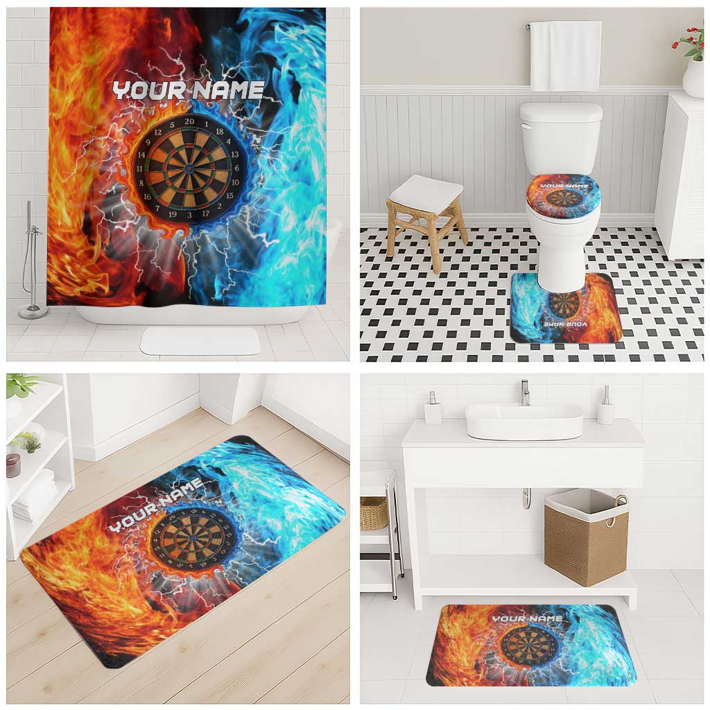 Custom Thunder Lightning Darts Bathroom Set Dartboard Water Fire - Wonder Print Shop