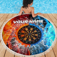 Custom Thunder Lightning Darts Beach Blanket Dartboard Water Fire - Wonder Print Shop