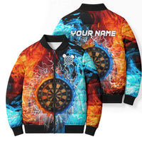 Custom Thunder Lightning Darts Bomber Puffer Jacket Dartboard Water Fire - Wonder Print Shop