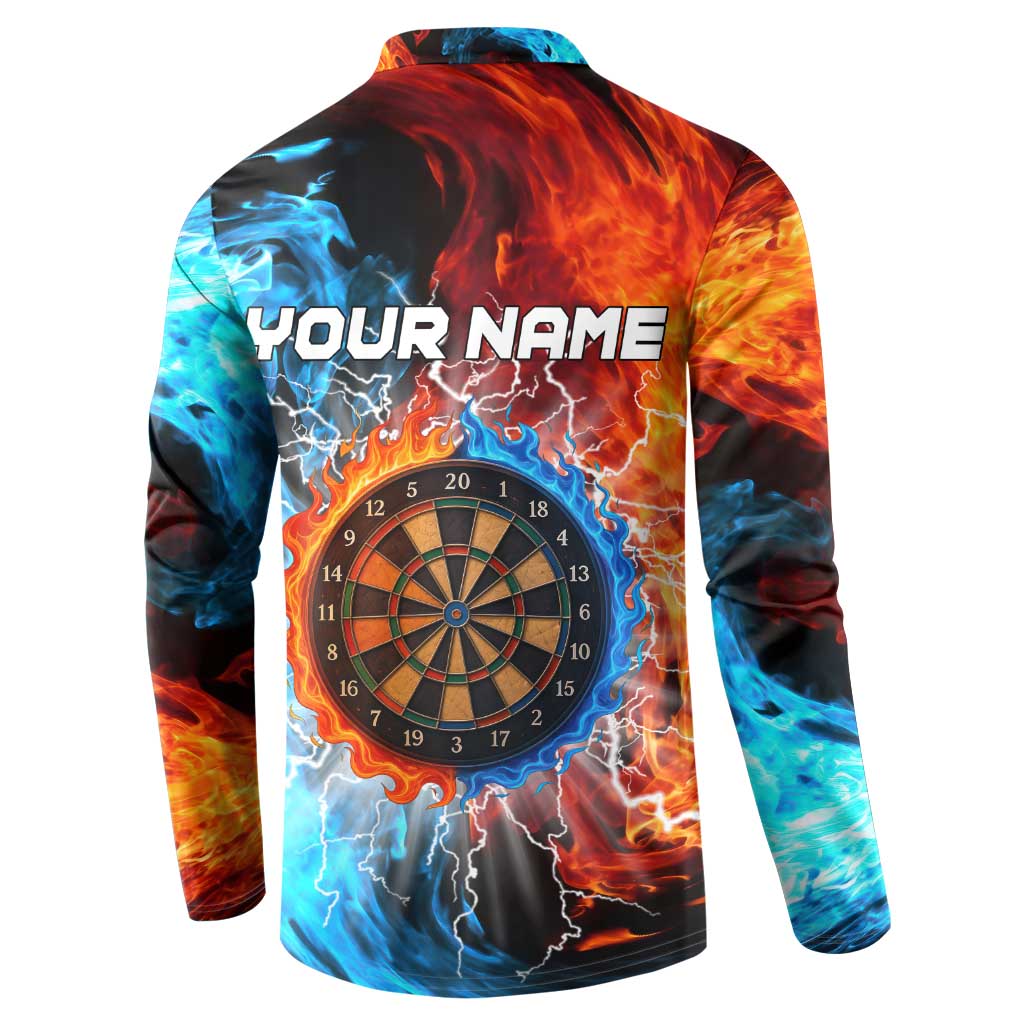 Custom Thunder Lightning Darts Button Sweatshirt Dartboard Water Fire - Wonder Print Shop