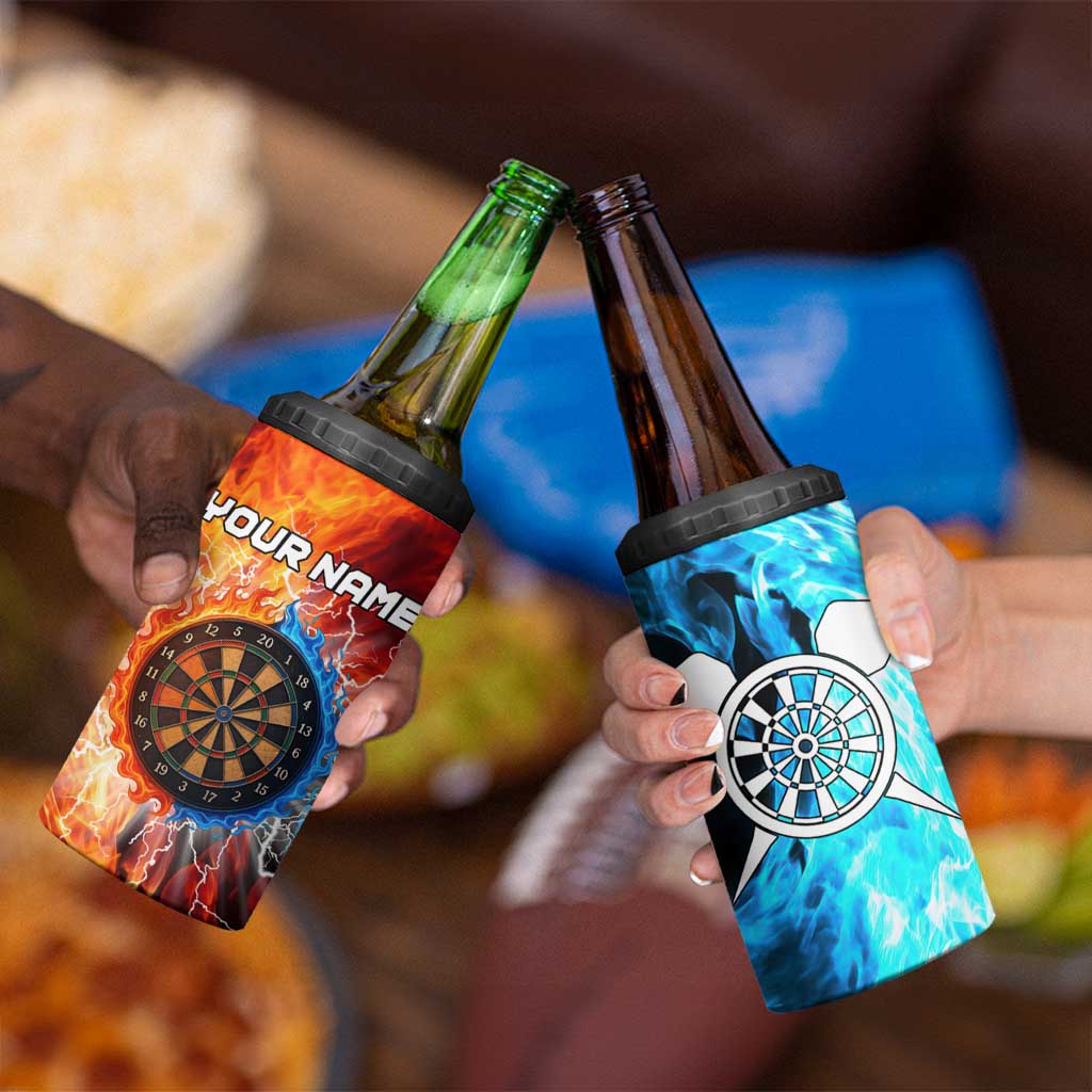 Custom Thunder Lightning Darts 4 in 1 Can Cooler Tumbler Dartboard Water Fire - Wonder Print Shop