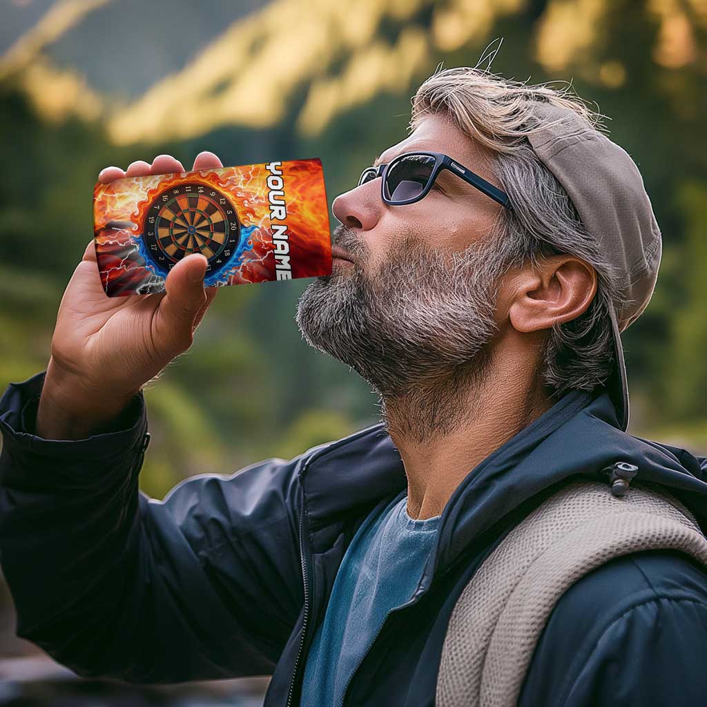 Custom Thunder Lightning Darts 4 in 1 Can Cooler Tumbler Dartboard Water Fire - Wonder Print Shop