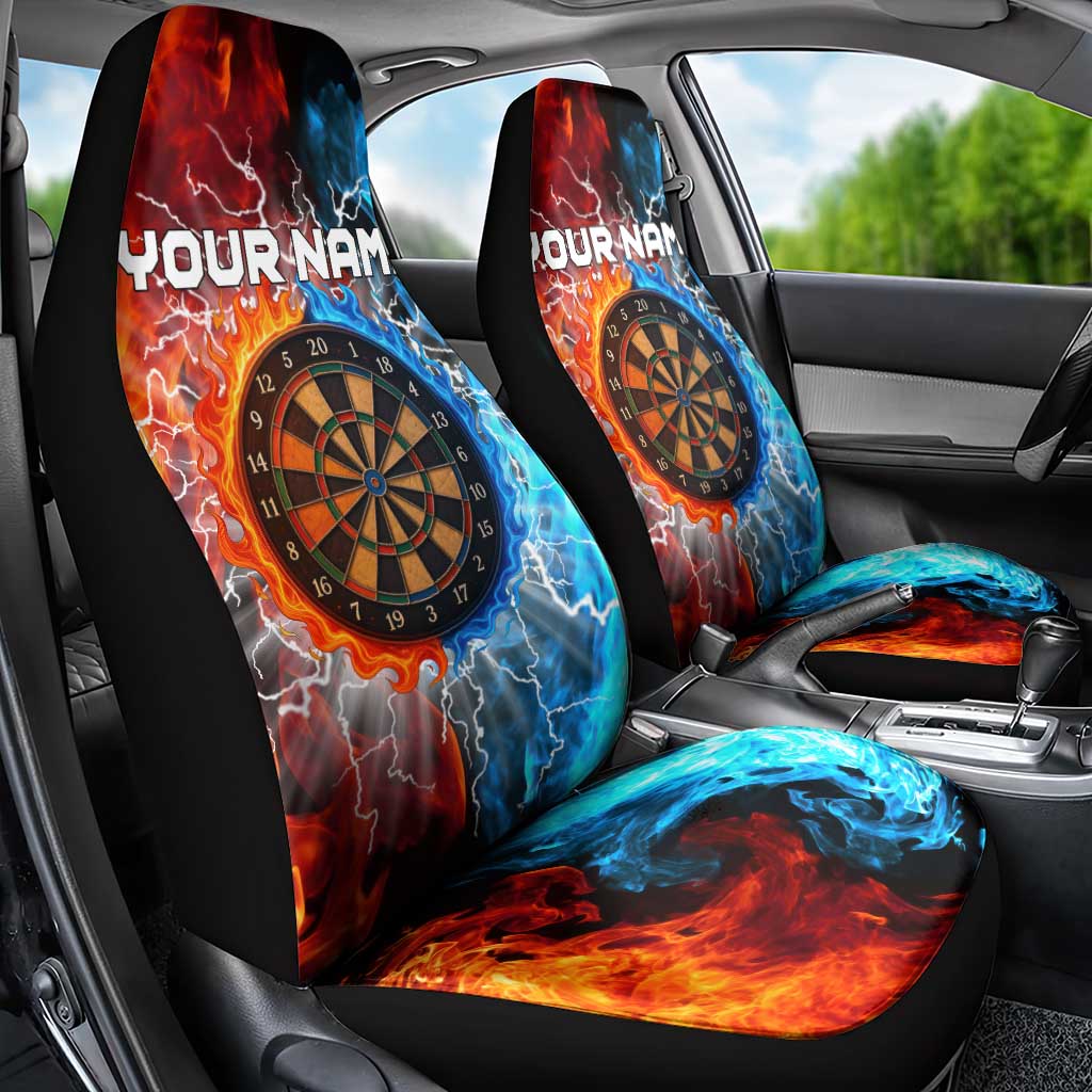 Custom Thunder Lightning Darts Car Seat Cover Dartboard Water Fire - Wonder Print Shop