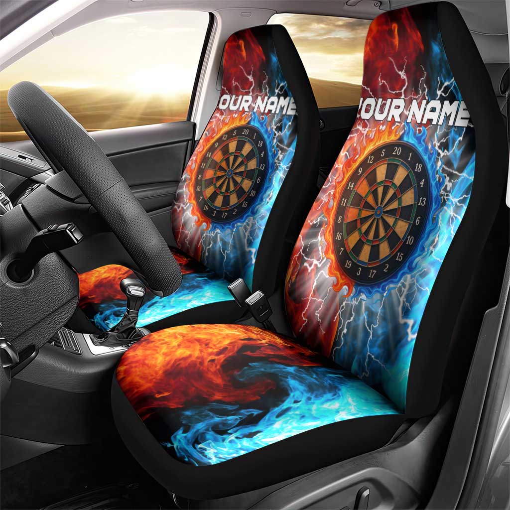 Custom Thunder Lightning Darts Car Seat Cover Dartboard Water Fire - Wonder Print Shop