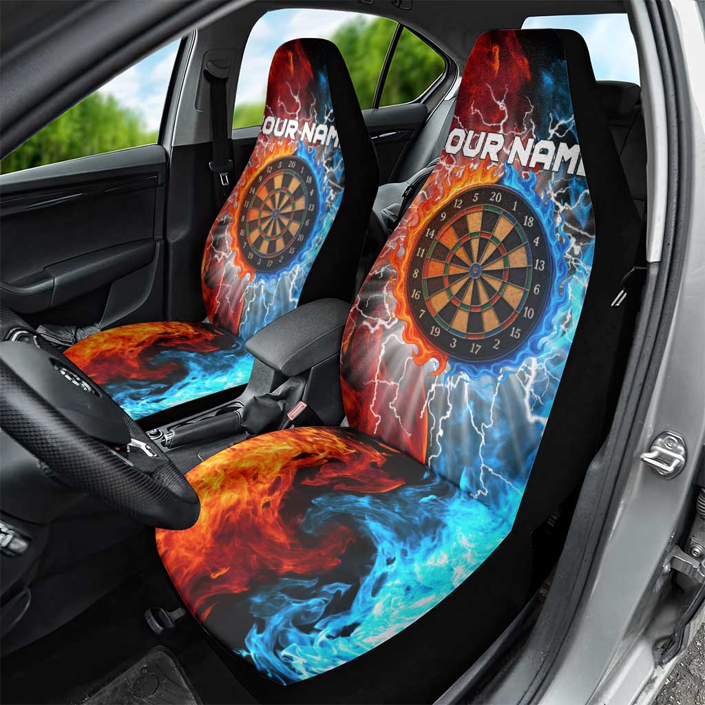 Custom Thunder Lightning Darts Car Seat Cover Dartboard Water Fire - Wonder Print Shop