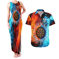 Custom Thunder Lightning Darts Couples Matching Tank Maxi Dress and Hawaiian Shirt Dartboard Water Fire - Wonder Print Shop