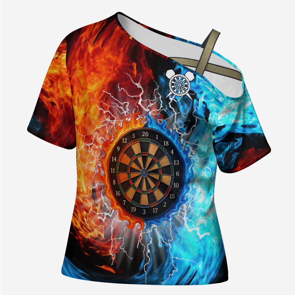 Custom Thunder Lightning Darts Cross Shoulder Shirt Dartboard Water Fire - Wonder Print Shop