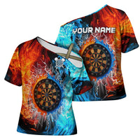 Custom Thunder Lightning Darts Cross Shoulder Shirt Dartboard Water Fire - Wonder Print Shop