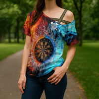 Custom Thunder Lightning Darts Cross Shoulder Shirt Dartboard Water Fire - Wonder Print Shop