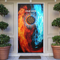 Custom Thunder Lightning Darts Door Cover Dartboard Water Fire - Wonder Print Shop